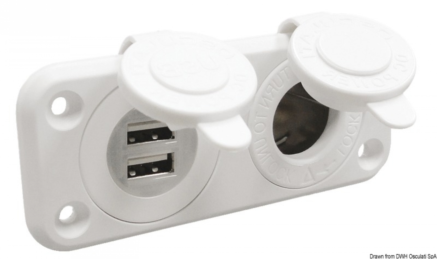 Double USB socket  2.1 + 12V Socket 105x45mm
