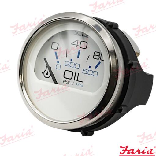 Eļļas spiediena indikators 5.5 bar - balts/nerūsējošais tērauds
