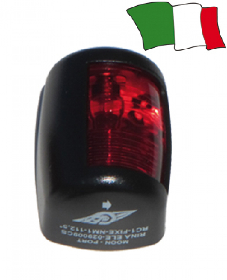 NAVIGATION LIGHTS red 112,5°, black hull , under 12m IP56 12V10W  H61mm