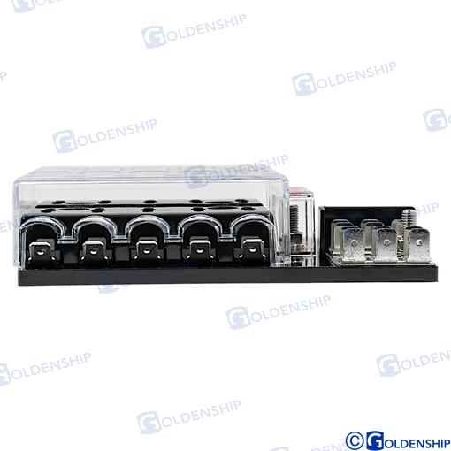 Комбинированная панель предохранителей с 10 позициями, 12 В -36 В, макс. к одному контакту 25а, общая 100а