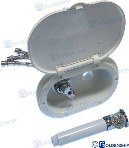 shower box with cold hot water mixer