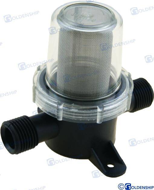 In-line raw water strainer 1/2" pipe