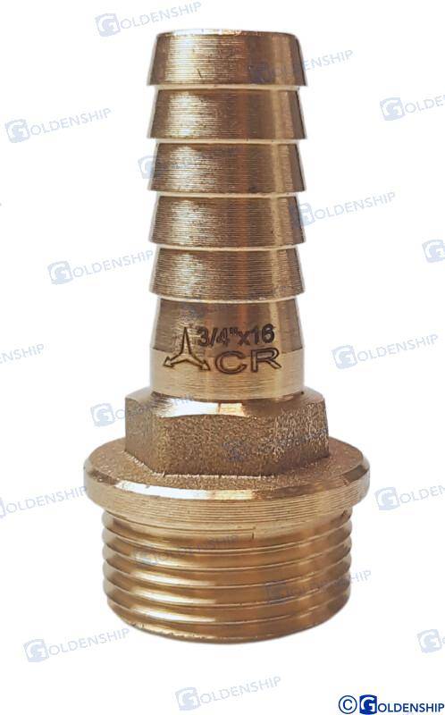 hose tail 3/4'' x 16mm brass cr