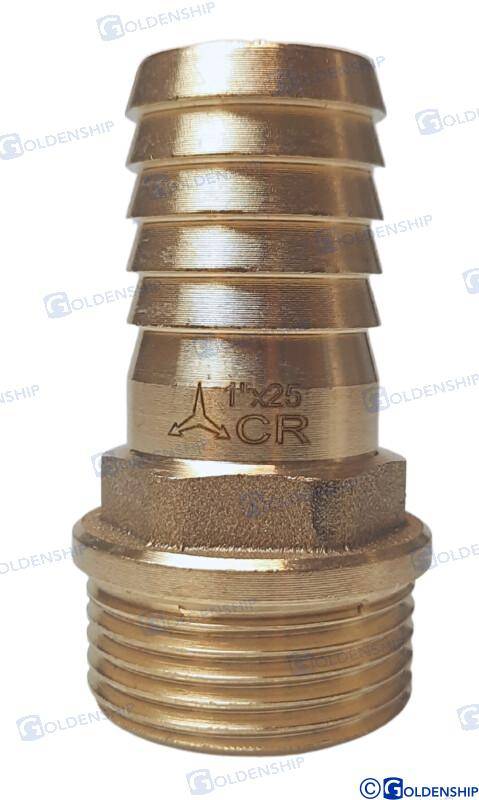 hose tail 1'' x 25mm brass cr