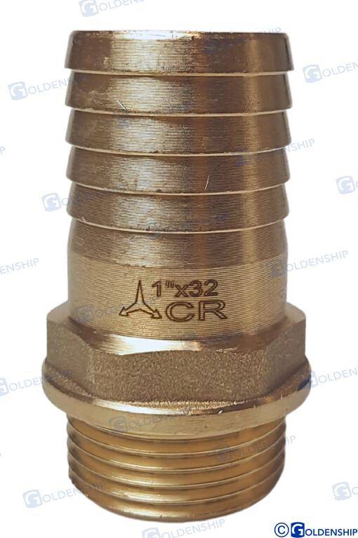hose tail 1'' x 32mm brass cr
