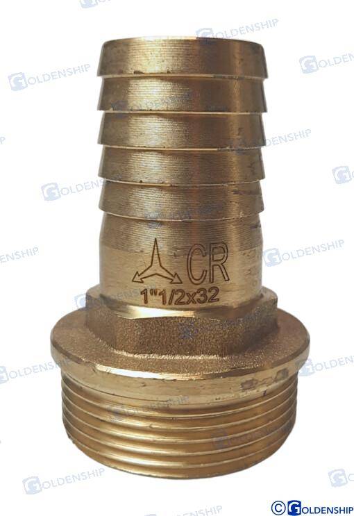 hose tail 1''1/2 x 32mm brass cr