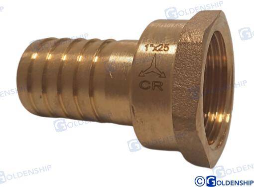 hose tail 1'' x 25mm brass cr