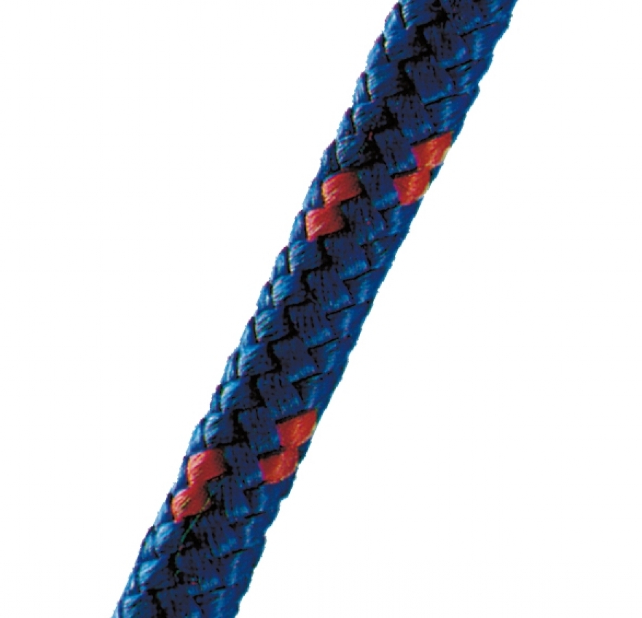 Rope Ø 8mm Polypropylene Braided Blue with Red. Breaking load 1000kg.