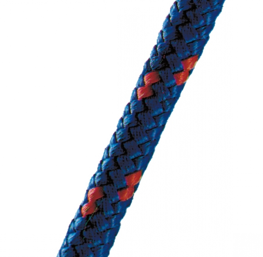Polypropylene Braid Ø10mm blue with red. Breaking load 1500kg