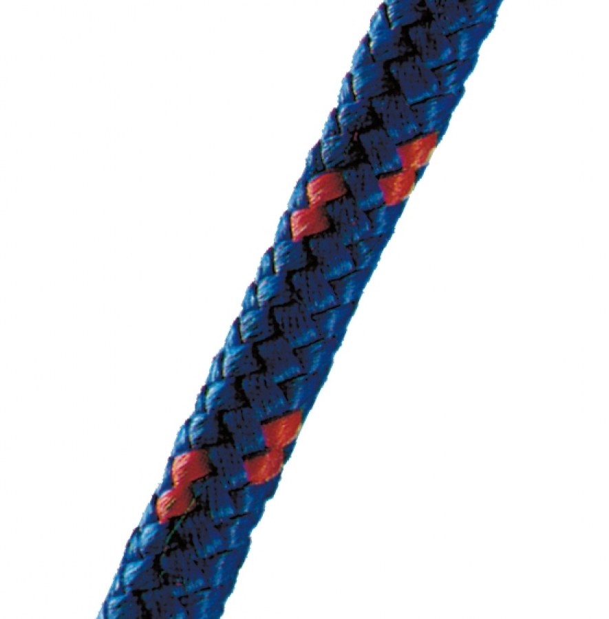 Rope Ø 12mm Polypropylene - Braided Blue with Red - Breaking load 2200kg