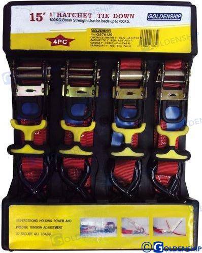ratchet tie 1" - red - 4,5 m (4pcs inside 1 box)