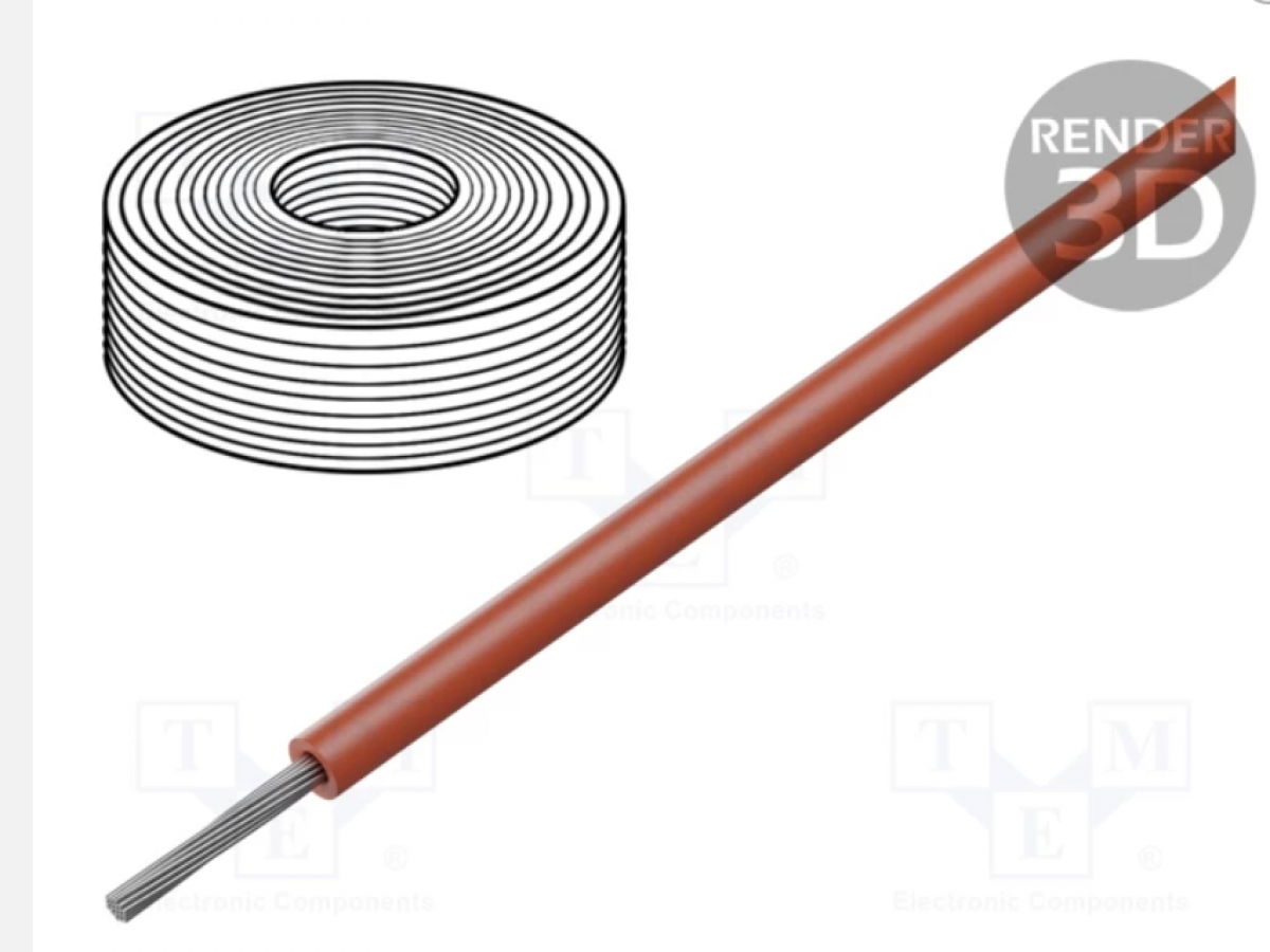 Wire tinned copper 10mm2 - 8AWG -1 m - red -60÷180°C - silicone sheath