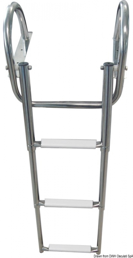 4-step (white) telescopic ladder w/handles Length open 1156mm  Width 375mm AISI316