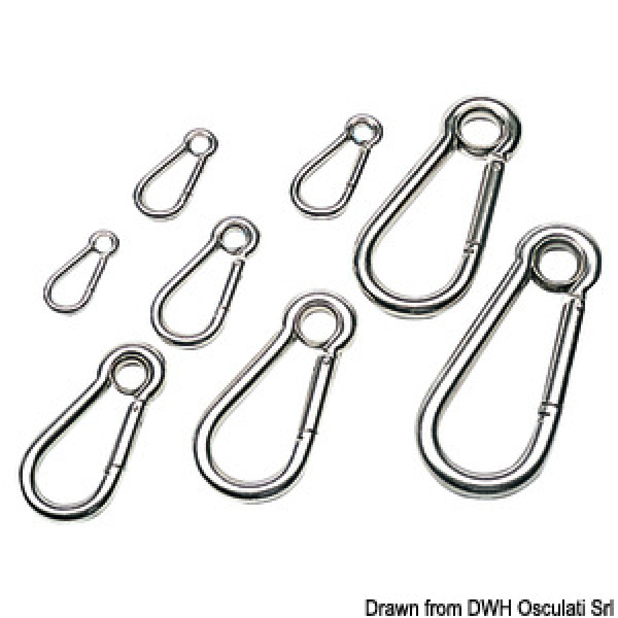 Carabiner AISI316 A=10mm A1=16mm D=10 L=100mm E=14mm