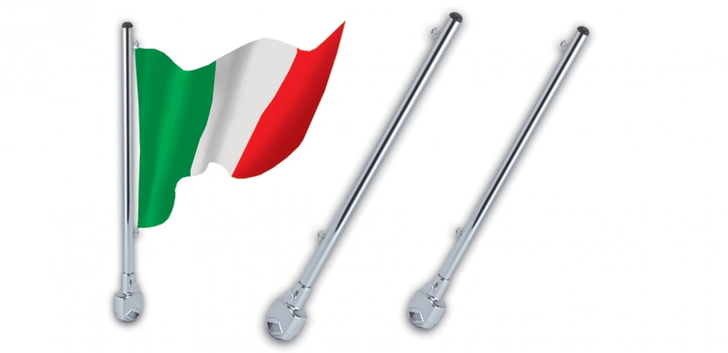 Chromed brass flag pole with adjustable bracket L50cm Ø20-25mm