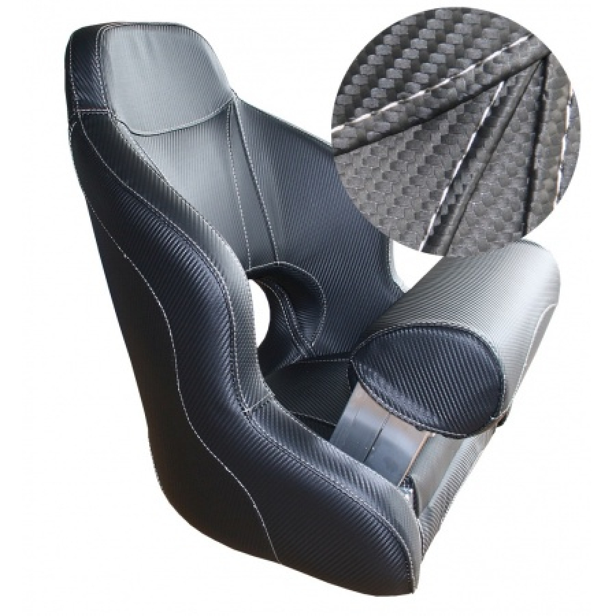 Chair "flip up" black with white thread W500mm x 640mm x H600mm