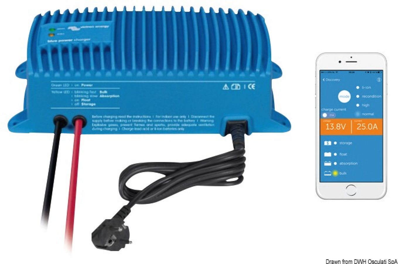 Зарядное устройство VICTRON Blue Smart IP76 13A 14.4V with BT 85x211x60mm 1.8kg Li-ion, LIFEPO4, AGM, Pb