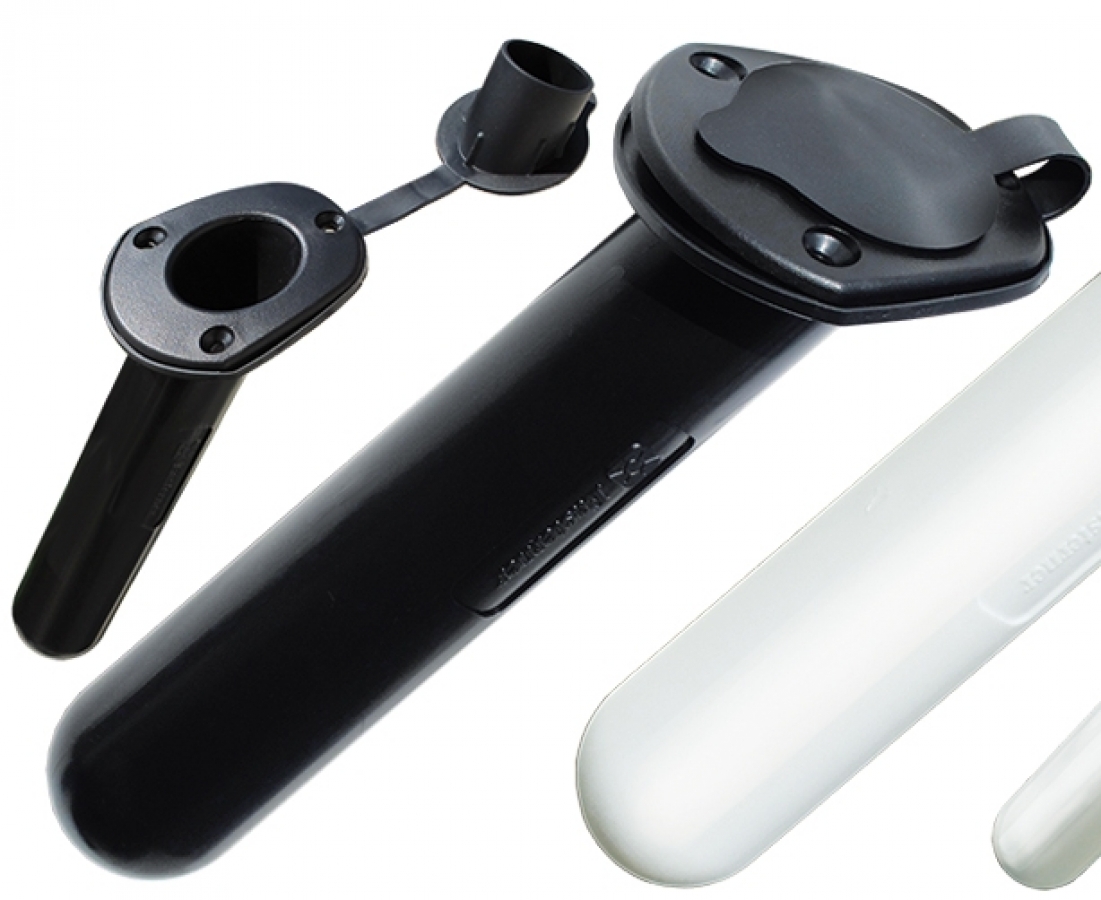FLUSH MOUNT FISHING ROD HOLDER black Ø40mm x 245mm with cap
