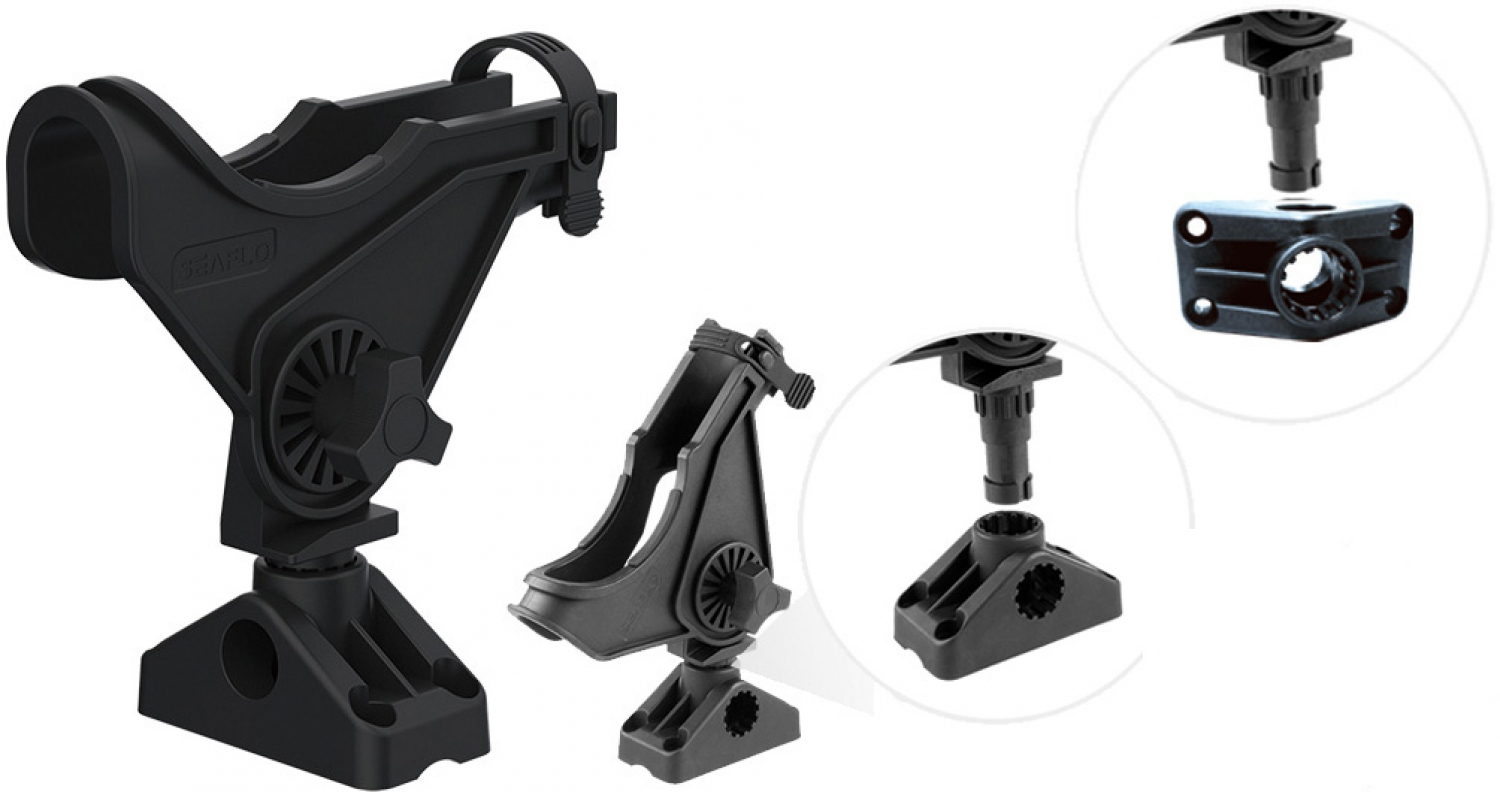 Fishing rod holder - mounts on a horizontal or vertical surface D33mm Base 100x51mm