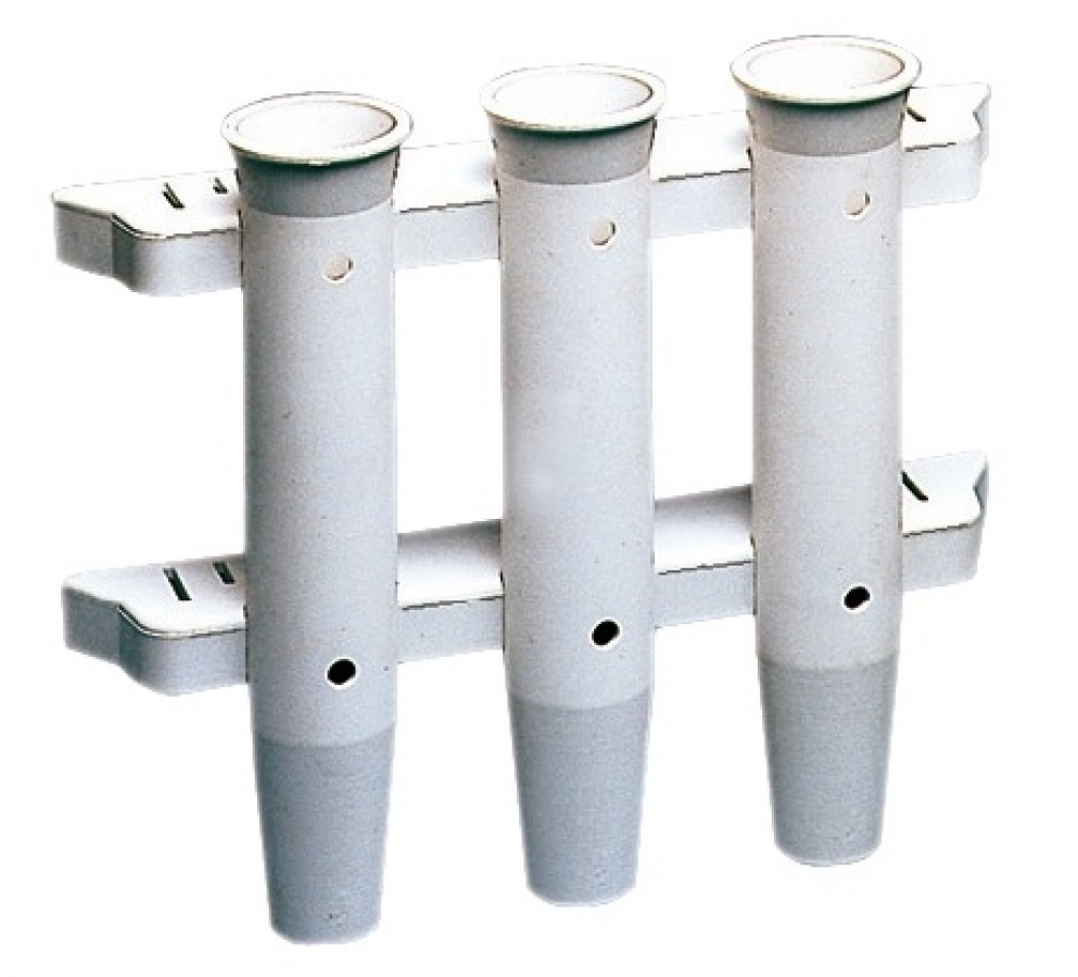 Rod holder bulkhead mounting white nylon 3 rods  Ø44mm  300mm - white