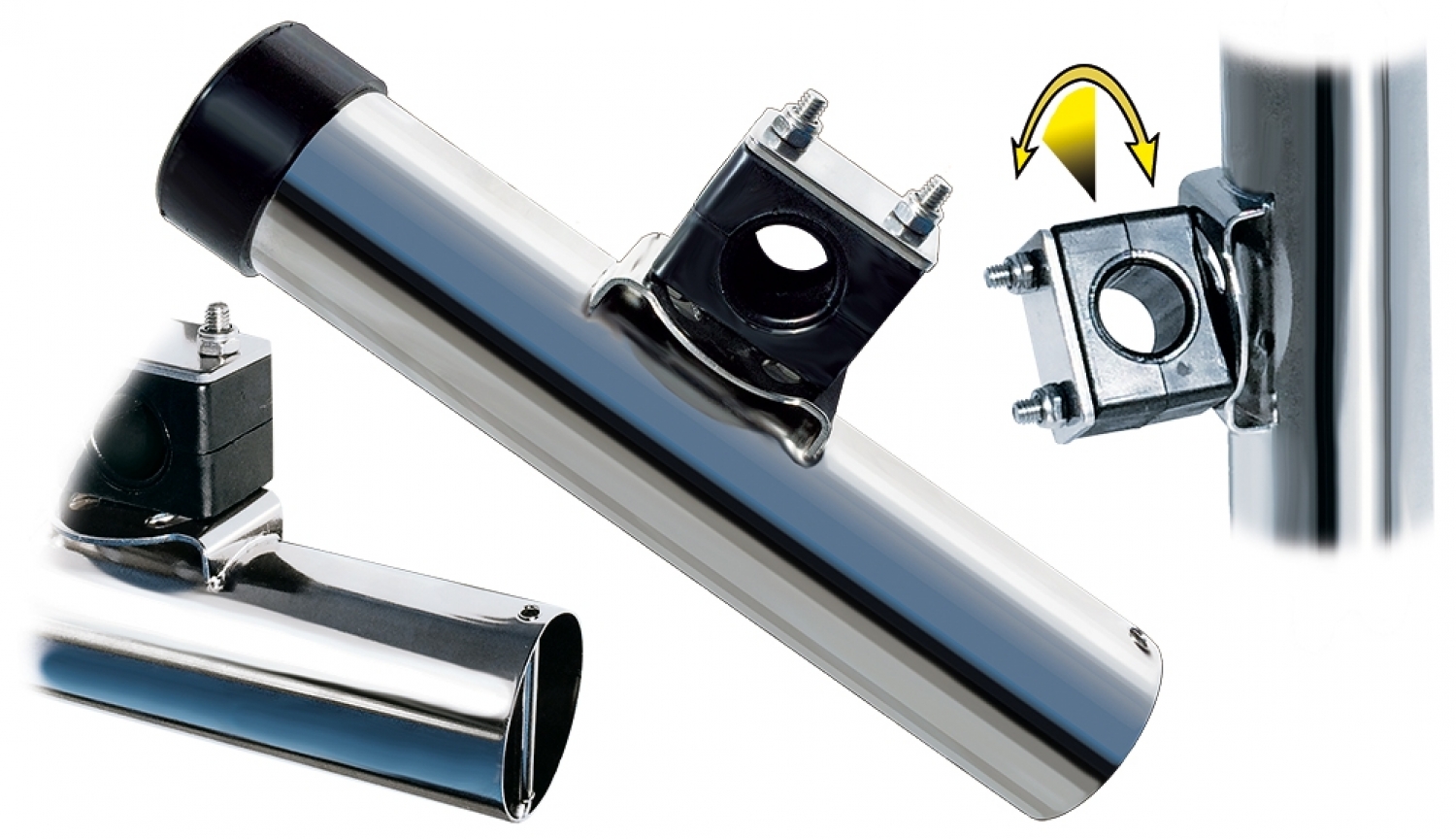 Fishing rod holder on Ø25mm rail AISI316 Ø45mm x L245mm