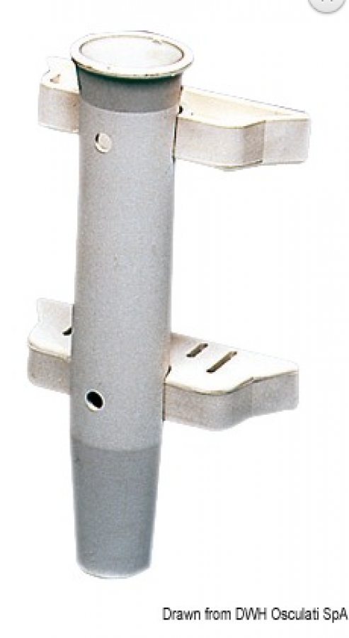 Fishing rod holder bulkhead mounting white plastic 1 rod  L158mm Ø44mm