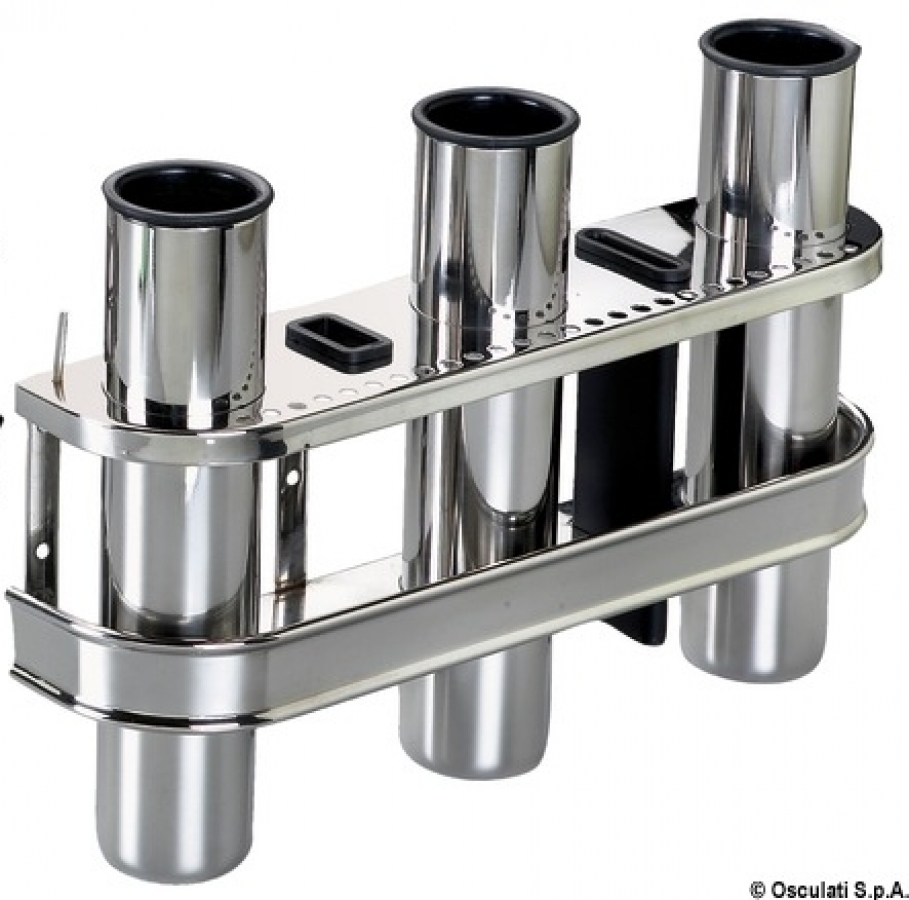 SS rod holder for bulkhead mounting 3 rods 343x235mm (H)