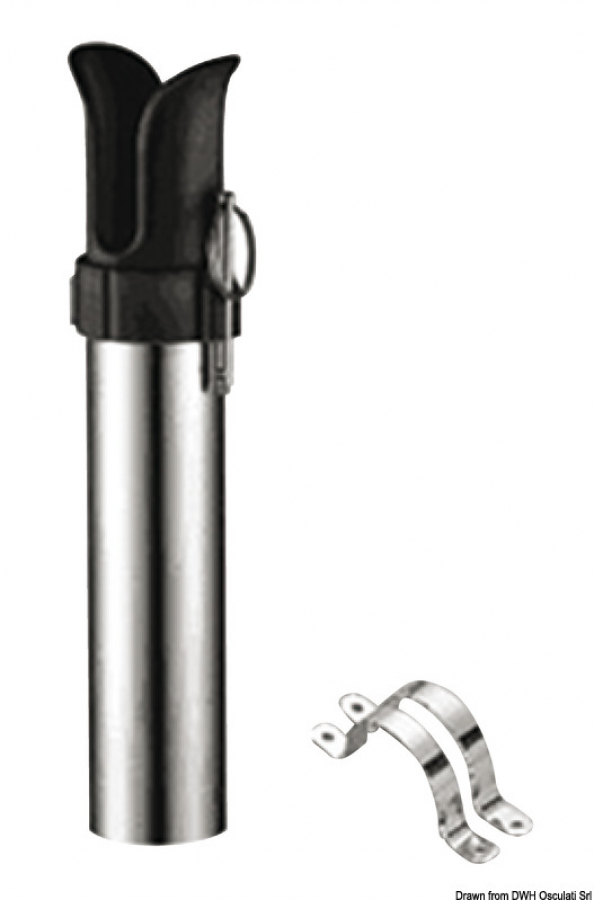 Bulkhead-mounting rod holder   Ø40mm L270mm SS