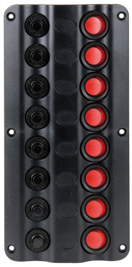 electric control panel 8 switches with fuses 4Ax1 + 5Ax2 + 6Ax2 + 8Ax2 + 10Ax1 IP54 210x100mm