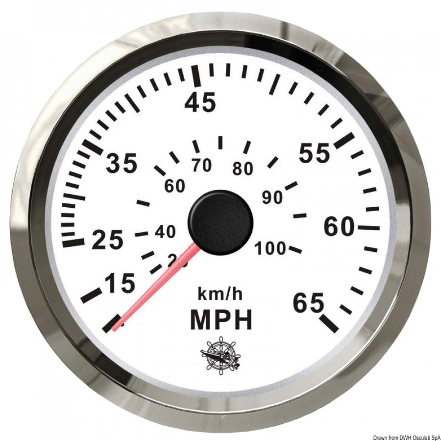 Pitot speedometer 0-35 MPH white/glossy