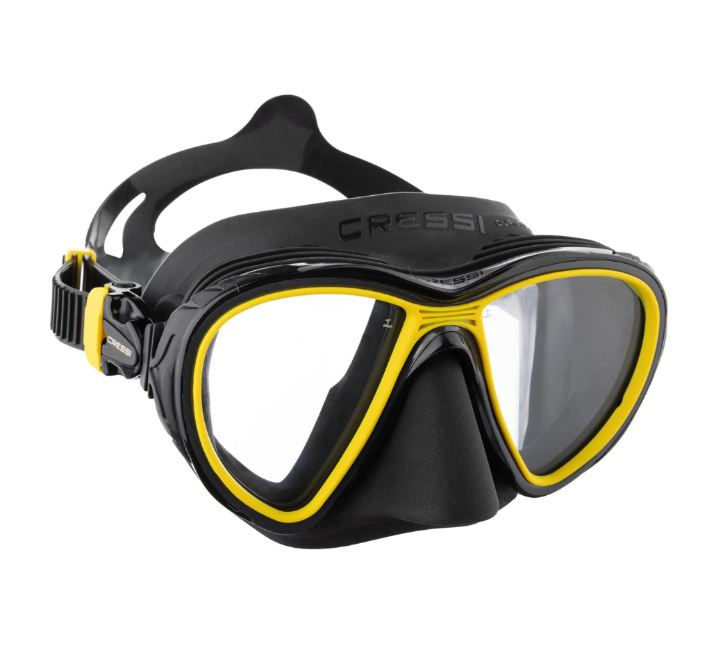 CRESSI Quantum MASK melns/dzeltens Pretaizsvīšans tehnoloģija ANTI - FOG -plata