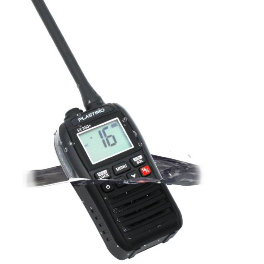 Rācija - Rokas VHF SX-350+ lādējama, peldoša IPX 7 - Plastimo