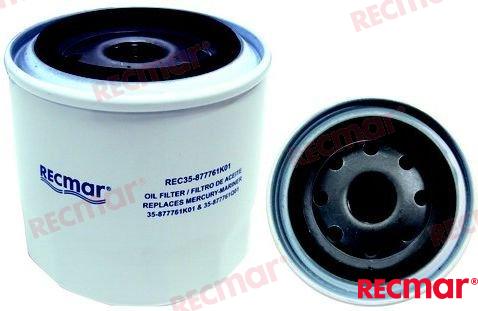 Oil filter for Mercury 75-115HP from Year 2006 OEM: Mercruiser: 35-877761K01, 35-877761Q01, 877761Q01
