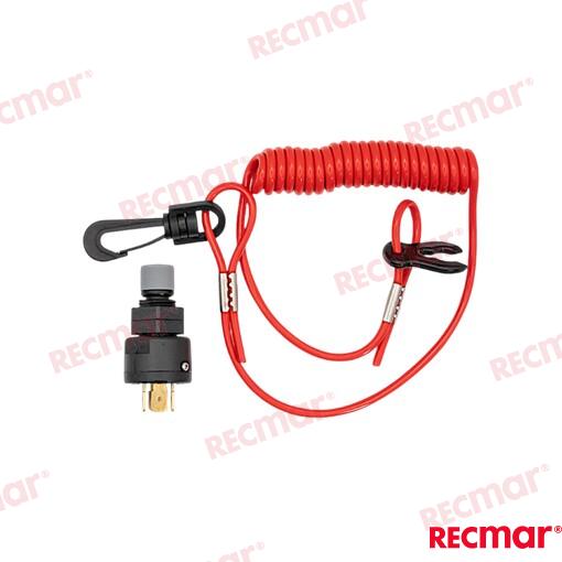 Kill switch with coil lanyard