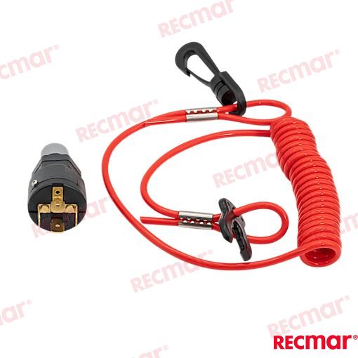 Kill switch with coil lanyard