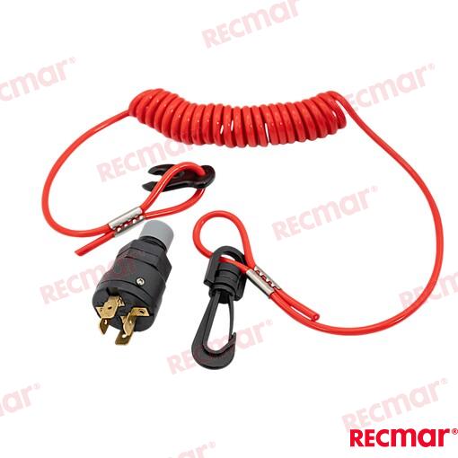 Kill switch with coil lanyard