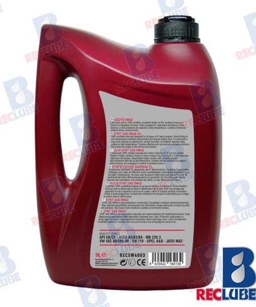 Syntetic marine oil 5W40 (5L) OEM: Yanmar: 5W40-5L; Volvo: 1141597, 1141631, 21353053, 21363430, 23211288, 3809432; Honda: 08207-5W30M