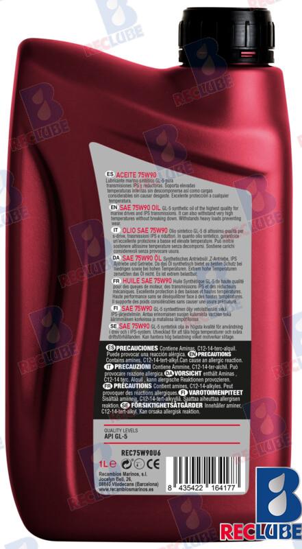 Gear oil API-GL5 75W90 synthetic 1L for Volvo Penta AQ, DP, IPS OEM: Volvo: 1141572, 1141634, 22479650, 24809436, 3809443