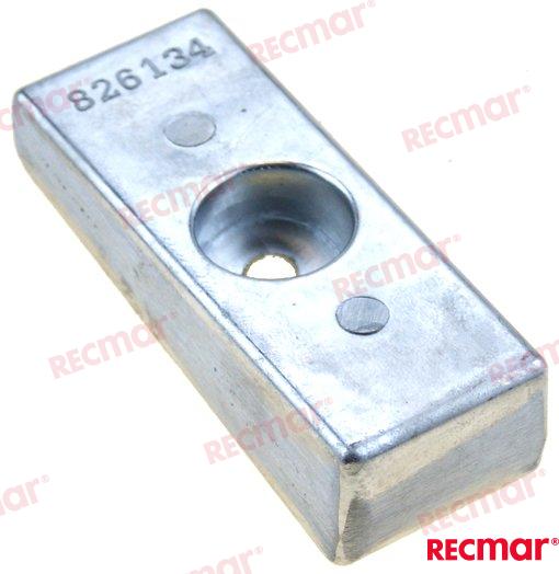 Aluminum anode OEM: Mercruiser: 826134, 826134A1, 826134Q, 826134T, 97-826134Q; Honda: 41109-ZW1-003
