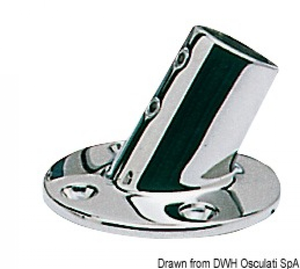 Reļina pamatne  Ø22mm caurulei  AISI316 60° grādi