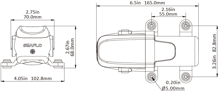 spiediena ūdens sūknis SEAFLO 24v 5.6lpm/1.5gpm 40psi