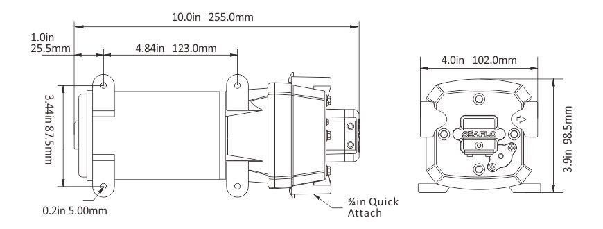 Spiediena ūdens sūknis SEAFLO 24v 12,5lpm 2,4bar Serija 41