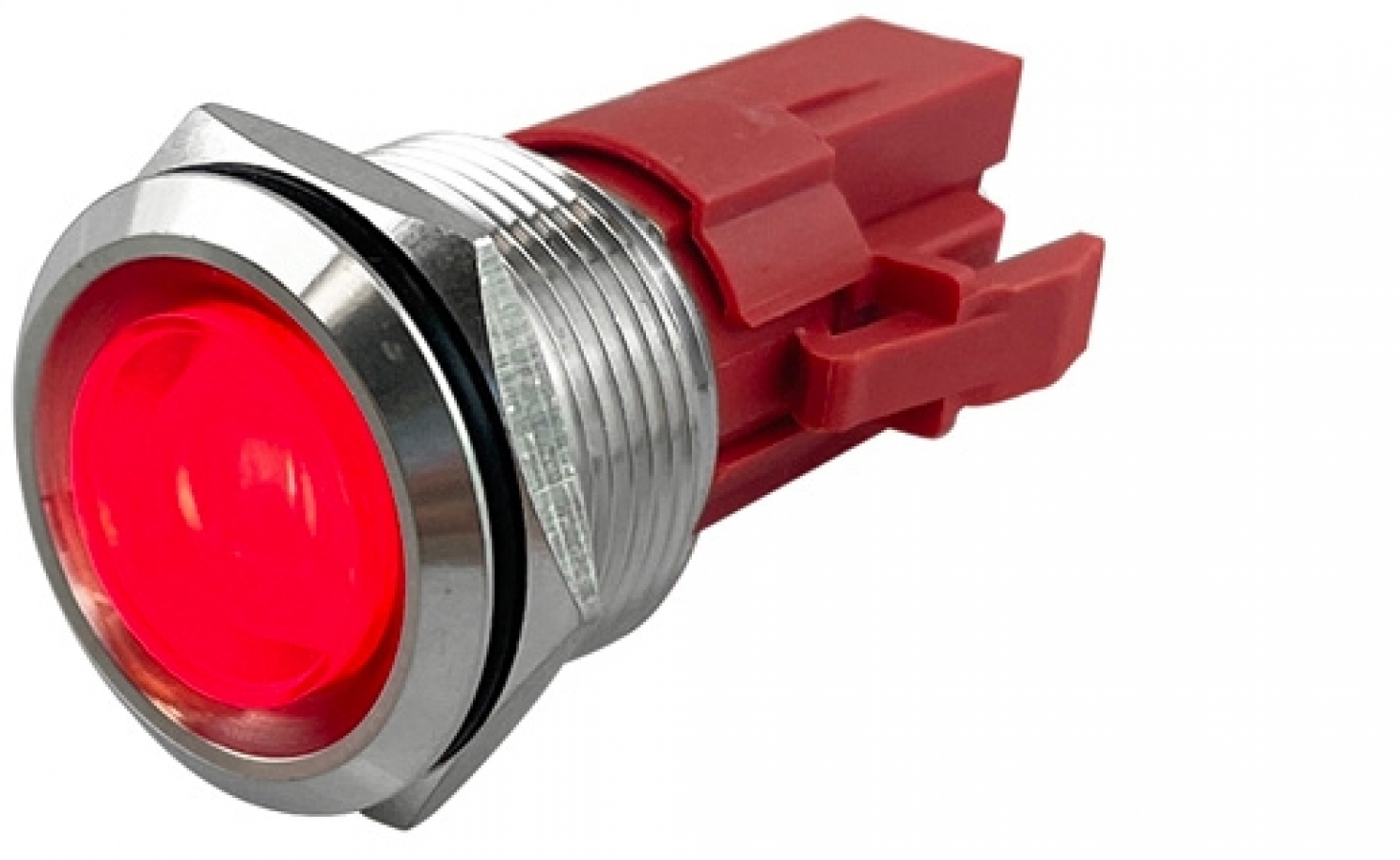 Switch red IP65 LED SS ON(MOM)-OFF 10A 4 contacts D.19mm 12-24V with wires included