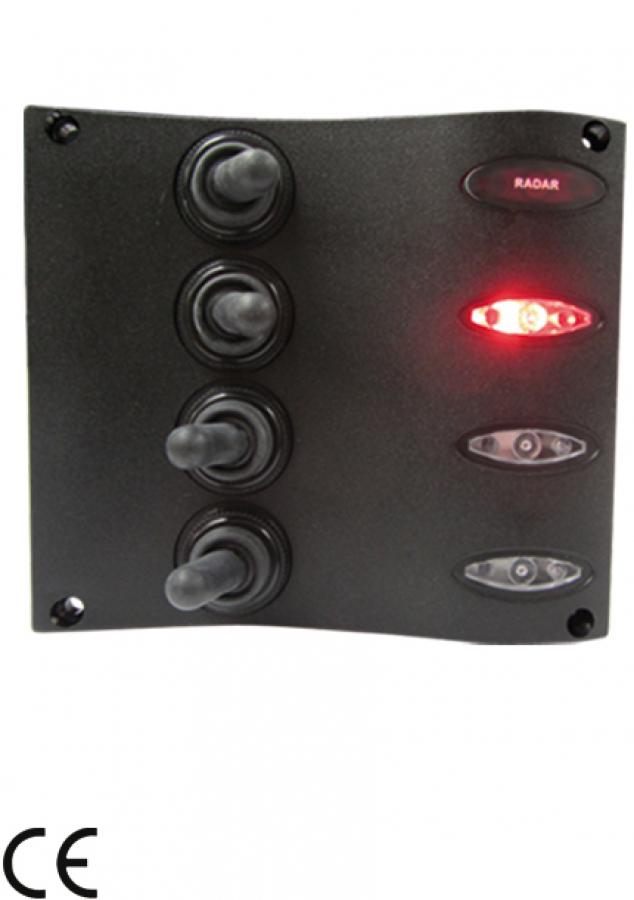 WATERPROOF ELECTRIC SWITCH PANEL WITH LED LIGHTS 15 A fuses 107x96mm