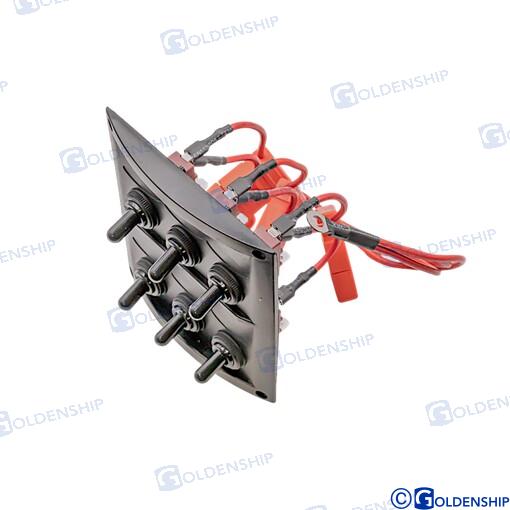 SPLASHPROOF SWITCH PANEL 6 pos 15A 12V 110 x 125 mm