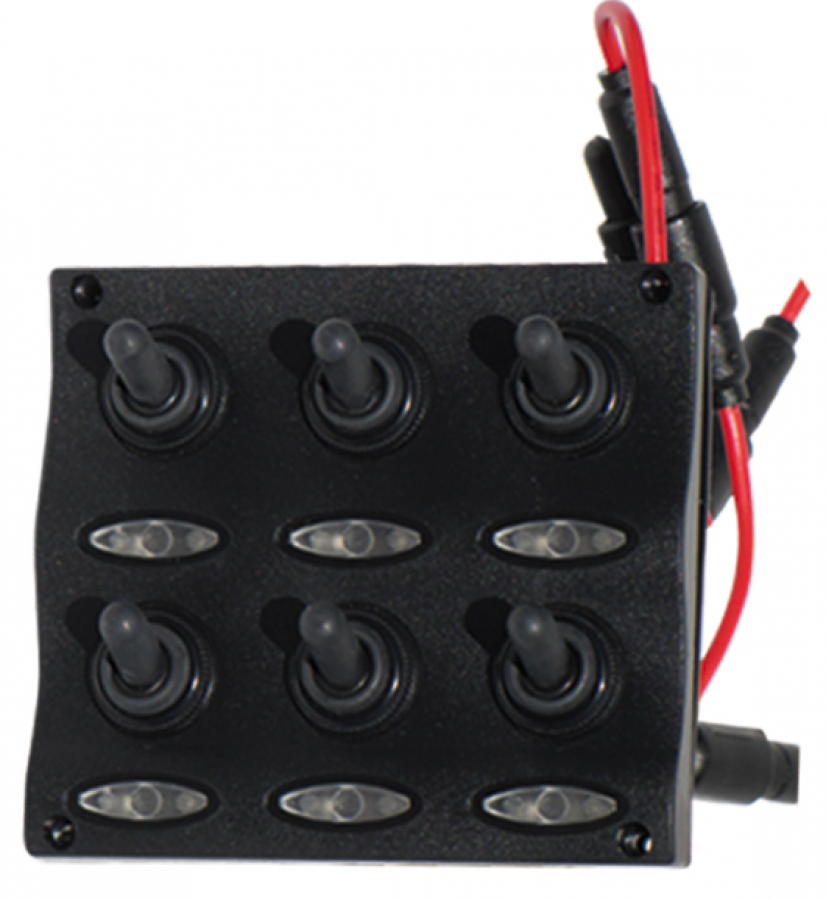 WATERPROOF ELECTRIC SWITCH PANEL WITH LED LIGHTS and Fuses 15A 107x96mm