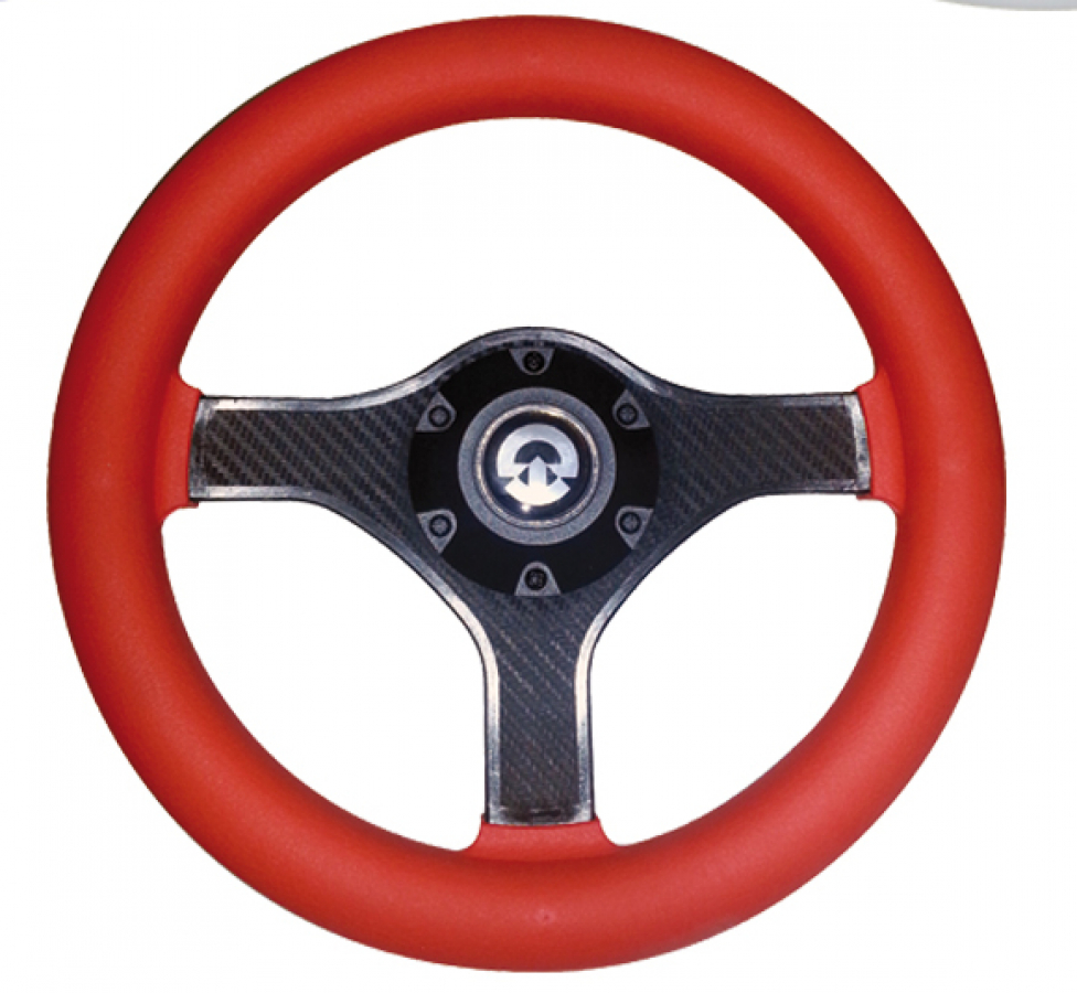 Steering wheel with three-spoke, red, external diameter 280 mm