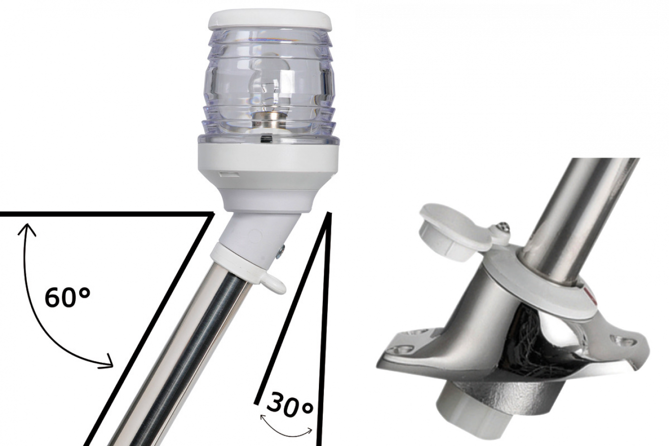 360° pull-out white pole light 30° on axis 12 V 10 W