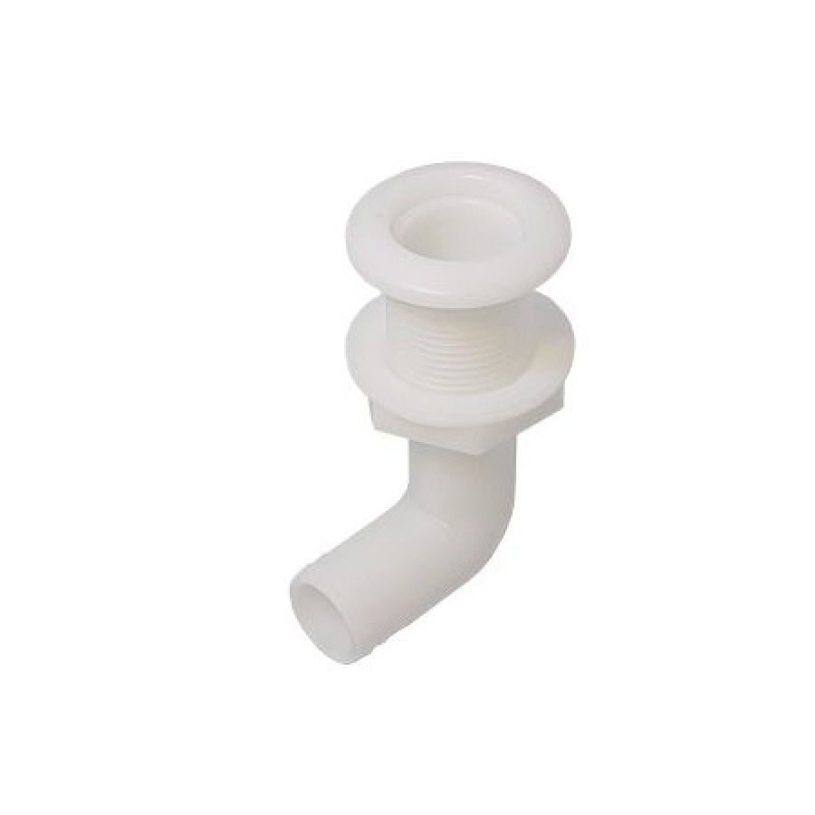 Water outlet- tube Ø19mm 90° - white ABS