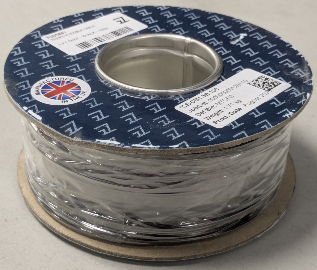 Провод 1.5мм2 лужёная медь - чёрный - ПВХ оболочка - 1м